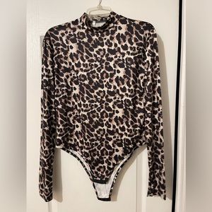 Long Sleeve Leopard Bodysuit Large